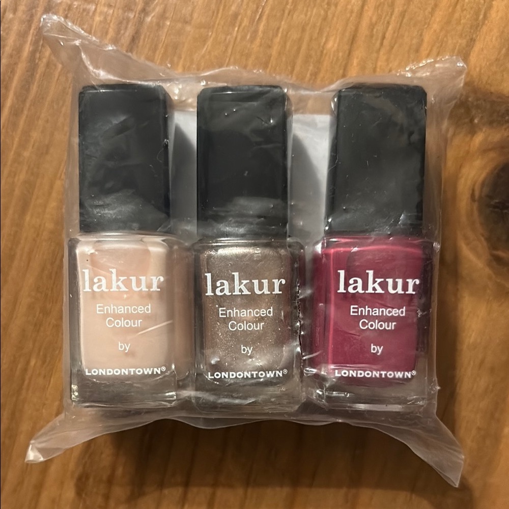 Lakur Nail Polish Set - Cream, Brown, Dark Pink Fall 🍁 Trio NWT